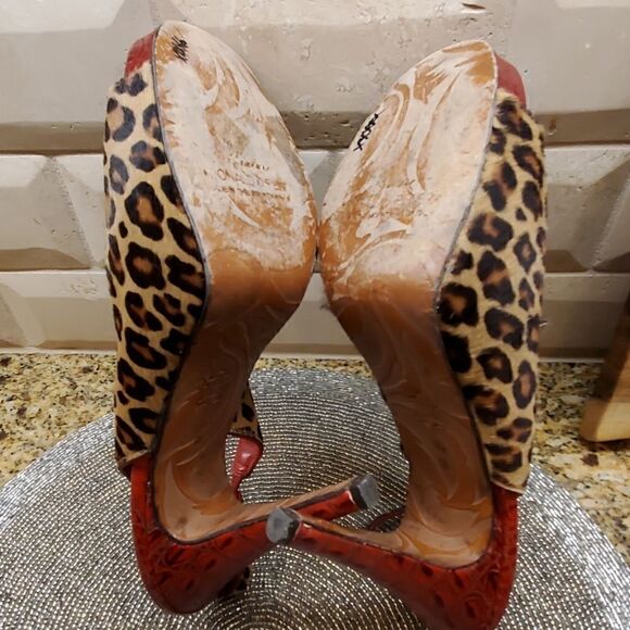 DONALD PLINER Leopard Pony Hair Slings - Size 10N - Picture 8 of 8